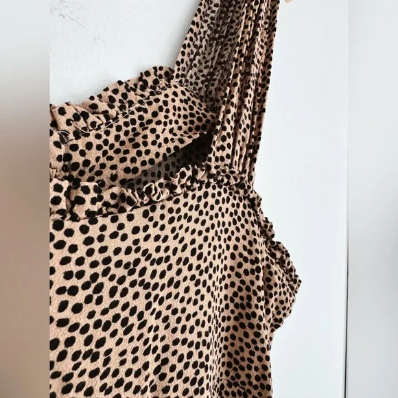 Dex Brown Leopard Dotted Sleeveless Button Down Maxi Sundress - Size Small - Picture 5 of 6
